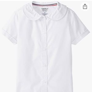 French Toast Girls' Short Sleeve Peter Pan Collar Blouse